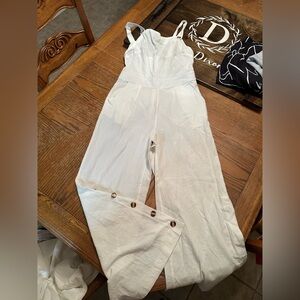Elegant White Jumpsuit with Button Accents
